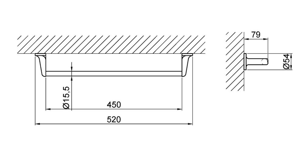 Полотенцедержатель 520 мм замак HOTEL 16401.B глянцевый