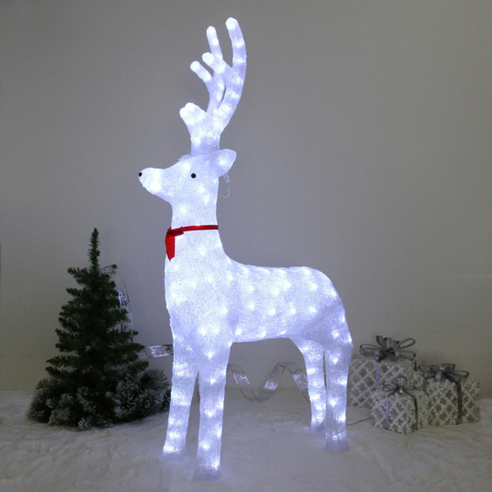 Фигура светодиодная «Оленёнок из сказки» 67*23*120 см, 150 ламп LED, авторежим, 220V, Белый
