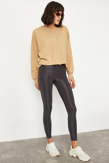 Qadın üçün tünd boz rəng, parlaq, streç material lasina 2253399