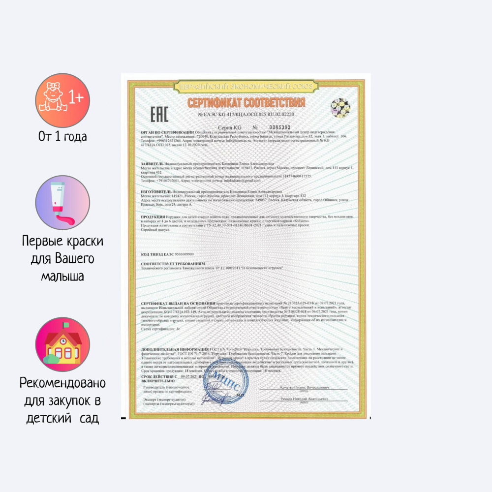 Пальчиковые краски 4 цвета по 250 мл (1+)