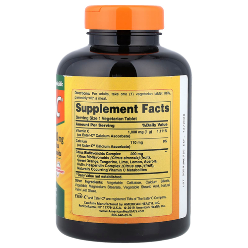American Health, Ester-C® с цитрусовыми биофлавоноидами, 180 вегетарианских таблеток