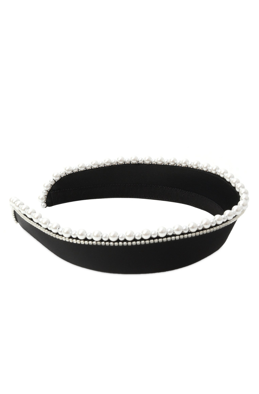 Кокошник XS из черного шелка с жемчугом