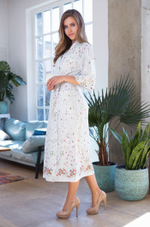 Длинный халат Daisy из нежного принтованного хлопка (Размер: XL-XXL) (Цвет: белый)