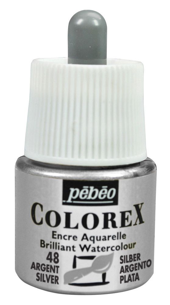 Краска акварель акварельные чернила металлик Colorex 45 мл, 342-048 серебро, Pebeo Краска акварель акварельные чернила металлик Colorex 45 мл, 342-048 серебро, Pebeo