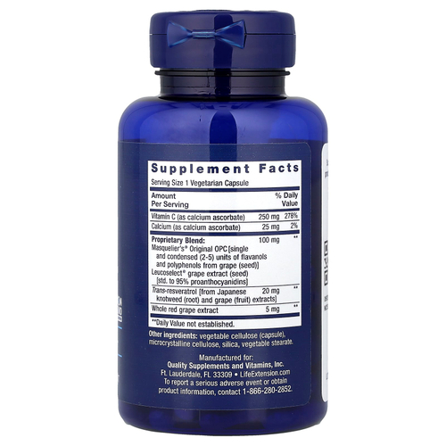 Life Extension, экстракт виноградных косточек, 60 вегетарианских капсул