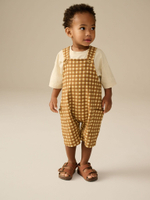 Комбинезон летний и футболка в комплекте для мальчика Next E60-799, Молочный, Горчичный