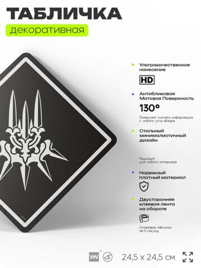Табличка декоративная "Nier: Automata, YoRHa" на дверь и стену, прикольная штука в подарок геймеру, декоративный знак, 24,5х24,5 см, Айдентика Технолоджи