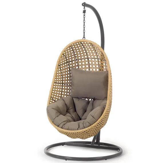 Подвесное кресло Cira с темно-серым основанием с натуральной отделкой