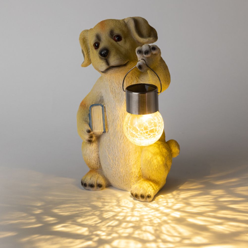 Садовая фигура ЭРА ERASF22-09 из полистоуна Умный пес 27 см | Садовые декоративные светильники