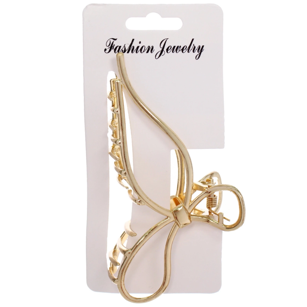 Заколка - краб для волос на блистере «PREMIUM», бантик, цвет золото, 11,5см