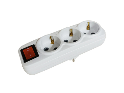 Разветвитель-тройник сетевой с выключателем белый