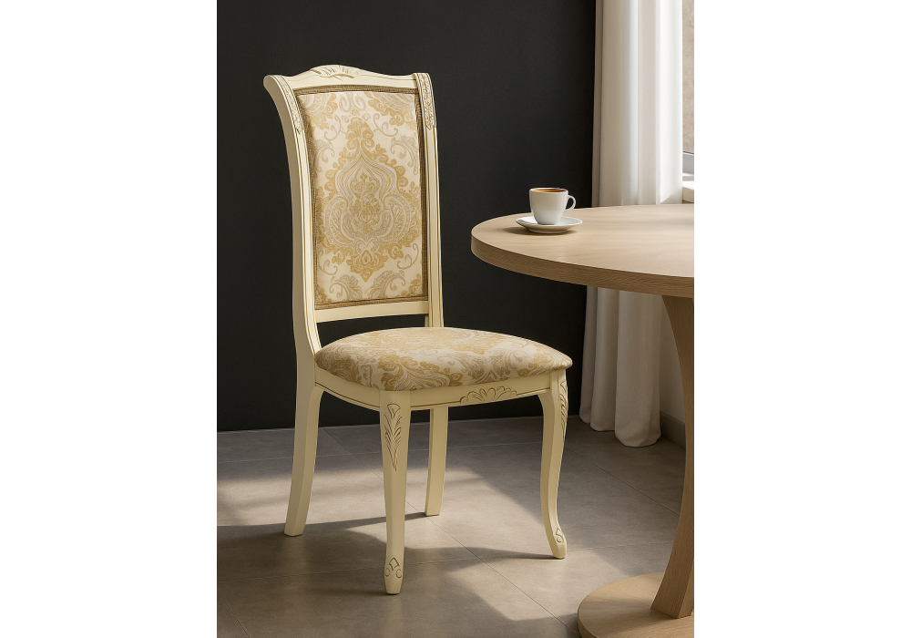 Стул деревянный Woodville Керия слоновая кость, золото патина