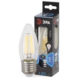Лампа светодиодная ЭРА F-LED B35-7W-840-E27 Е27 / Е27 7Вт филамент свеча нейтральный белый свет | Филаментные декоративные