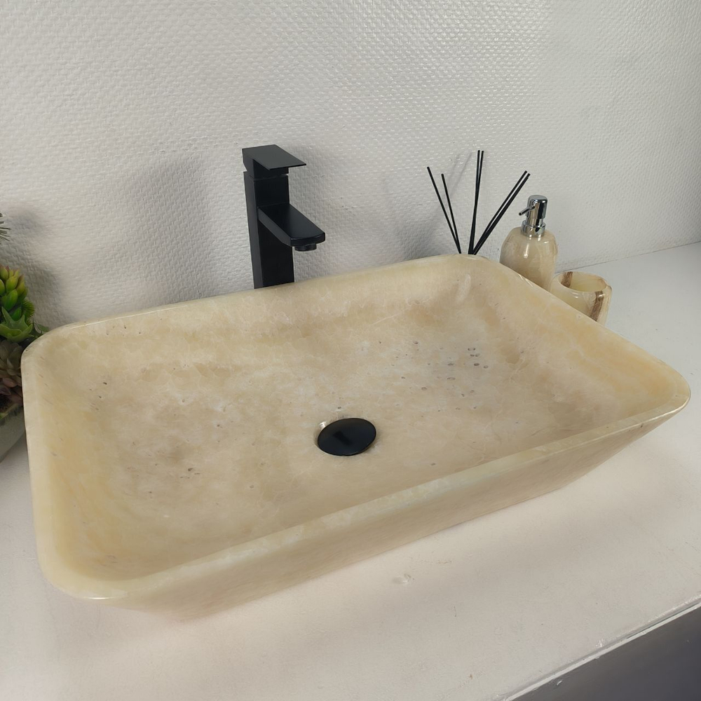 Каменная раковина из оникса Rectangle Big Yellow EO-04719 (60*40*13) 0204 из натурального камня