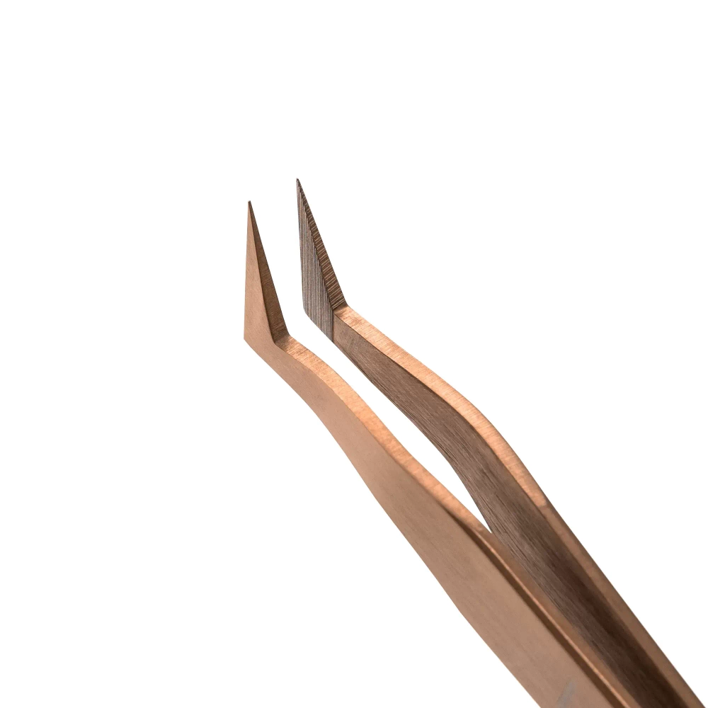 Пинцет для наращивания ресниц Lovely NanoFiber, серия Grace Elegante Bronze, тип Сапожок