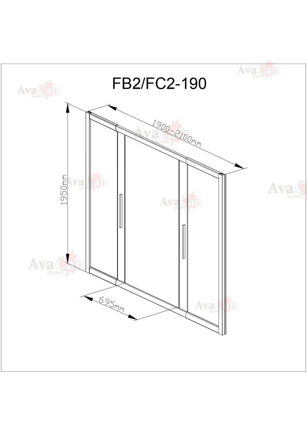 Душевая дверь в нишу FC2 190-210 MT