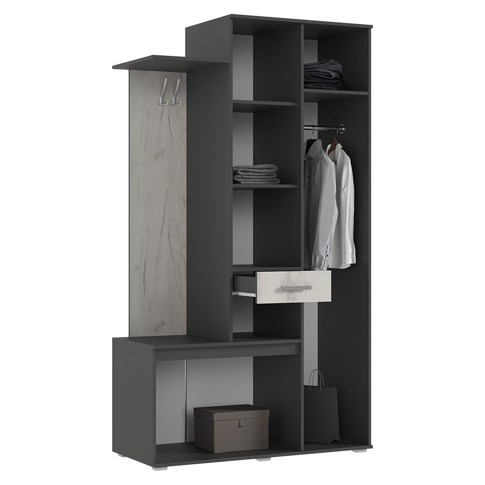 Прихожая Лира, Графит, Дуб крафт белый