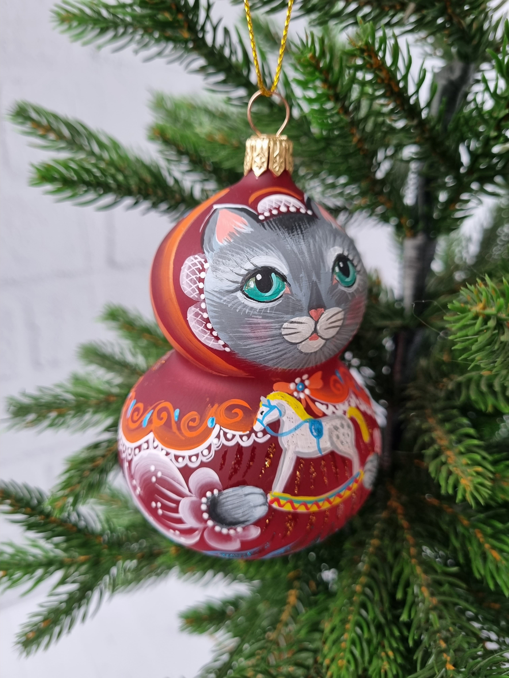 Кошечка Машка стеклянная игрушка