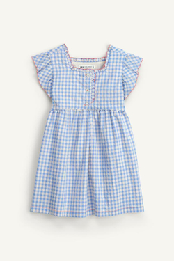 ZARA ПЛАТЬЕ В КЛЕТКУ, СВЕТЛО-ГОЛУБОЙ