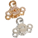 Заколка - краб для волос на блистере 1шт «PREMIUM», сокраменто, цвет серебро и золото, 2.5*2.6см