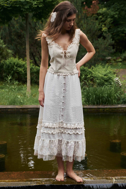 Юбка-миди с кружевом