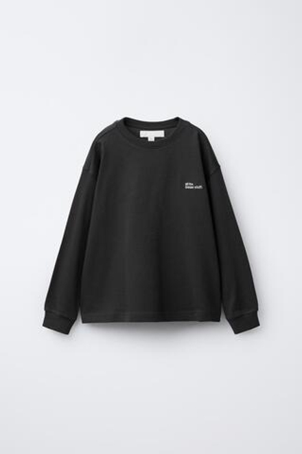 ZARA ФУТБОЛКА HEAVY WEIGHT С ВЫШИТОЙ НАДПИСЬЮ, АНТРАЦИТОВО-СЕРЫЙ