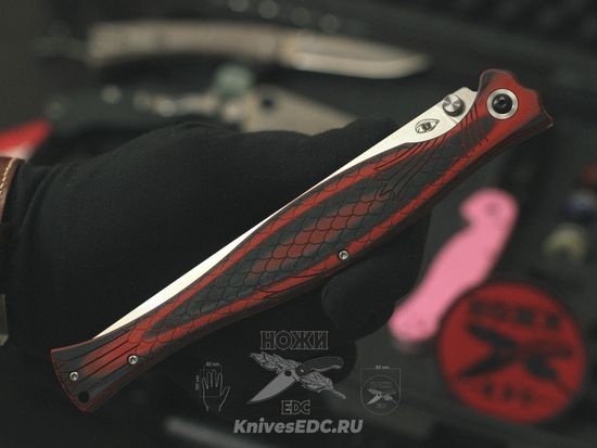Складной нож REPTILIAN филейный Лаврак красный c клинком из стали AUS-8A, рукоять G10
