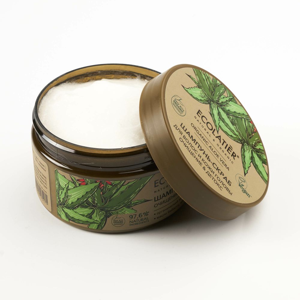 Ecolatier Organic Aloe Vera шампунь-скраб для волос и кожи головы, 300г