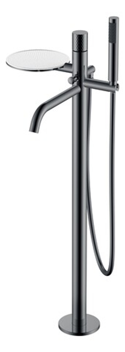 Смеситель STICK напольный Shine Gun Metal с ручкой DIMOND