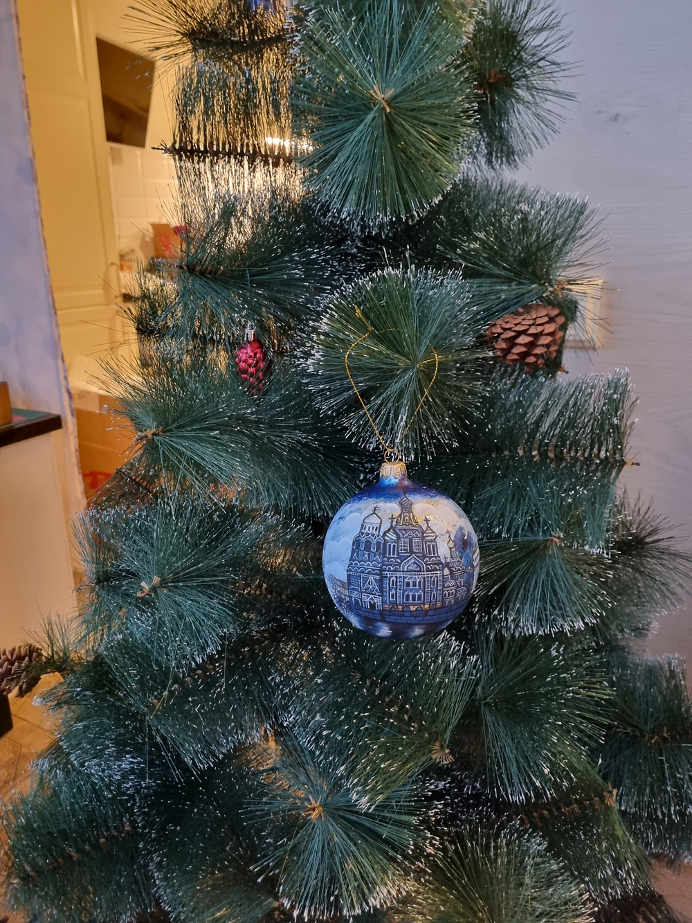 Шар стеклянный "Спас на крови",  ручная роспись