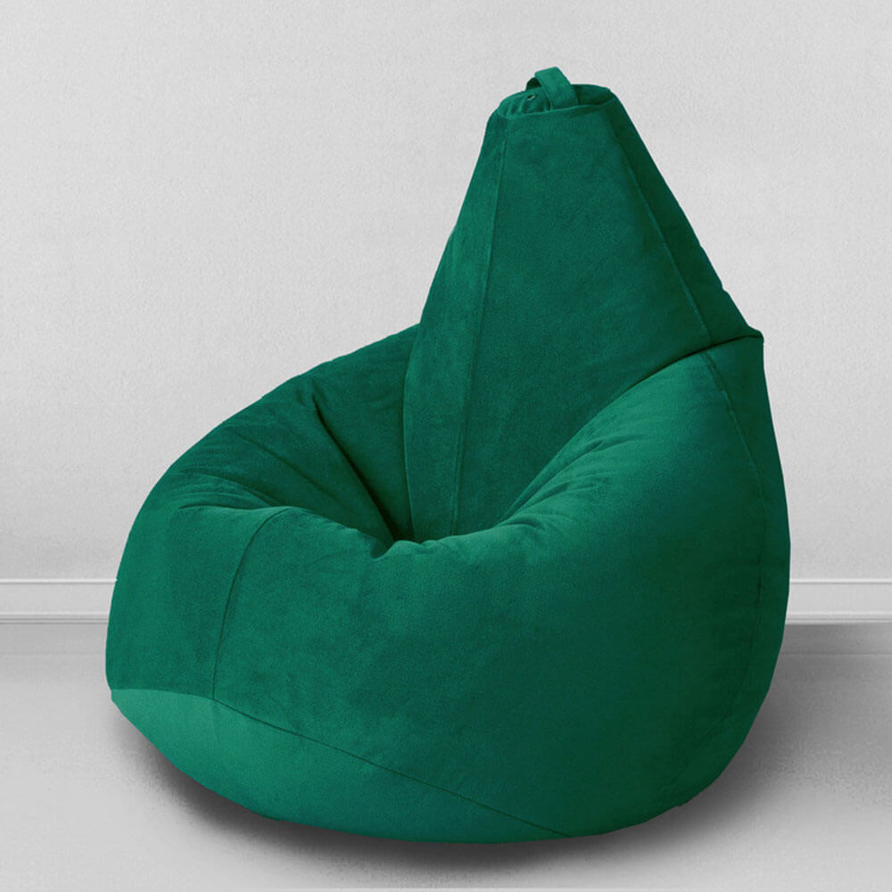 Кресло-мешок Босс Темный Изумруд, XXL-Комфорт, велюр, съемный чехол, зеленый