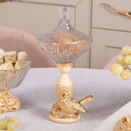 Сахарница стеклянная с крышкой Терра Сонг Айвори