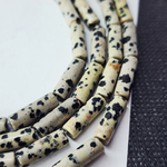 Порфир, бусины трубочки, "далматиновая яшма", р-р 13×4мм