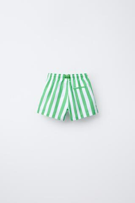 ZARA ПЛАВКИ В ПОЛОСКУ, ЗЕЛЕНЫЙ