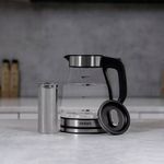 Чайник со съемным заварником TIMBERK T-EK27G02, 1,5 л, 1800 Вт, закрытый нагревательный элемент, стекло, стальной