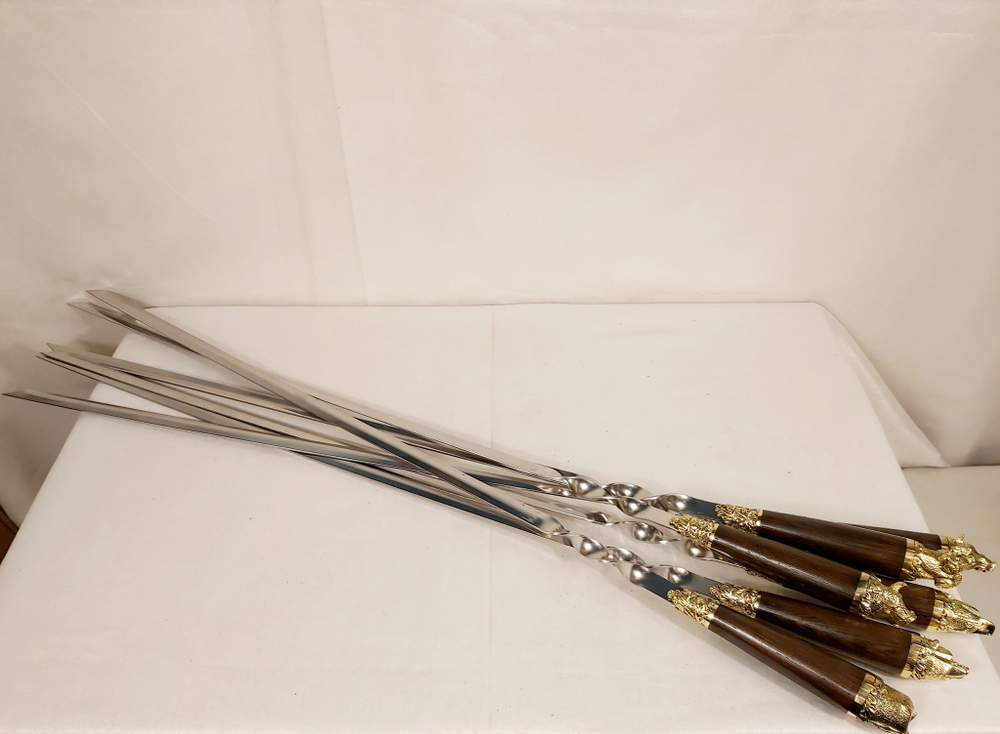 Набор шампуров "Звери"( латунь)  в колчане