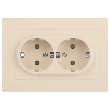 Розетка Intro Accent 6-205-02 двойная с заземлением 2X2P+E Schuko 16А-250В IP20 СУ AL/CU слоновая кость