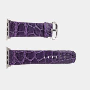 Ремешок для Apple Watch  44/45/46 mm из кожи крокодила, фиолетового цвета