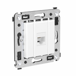 Телефонная розетка RJ-12 без шторки в стену одинарная, "Avanti", "Белое облако"