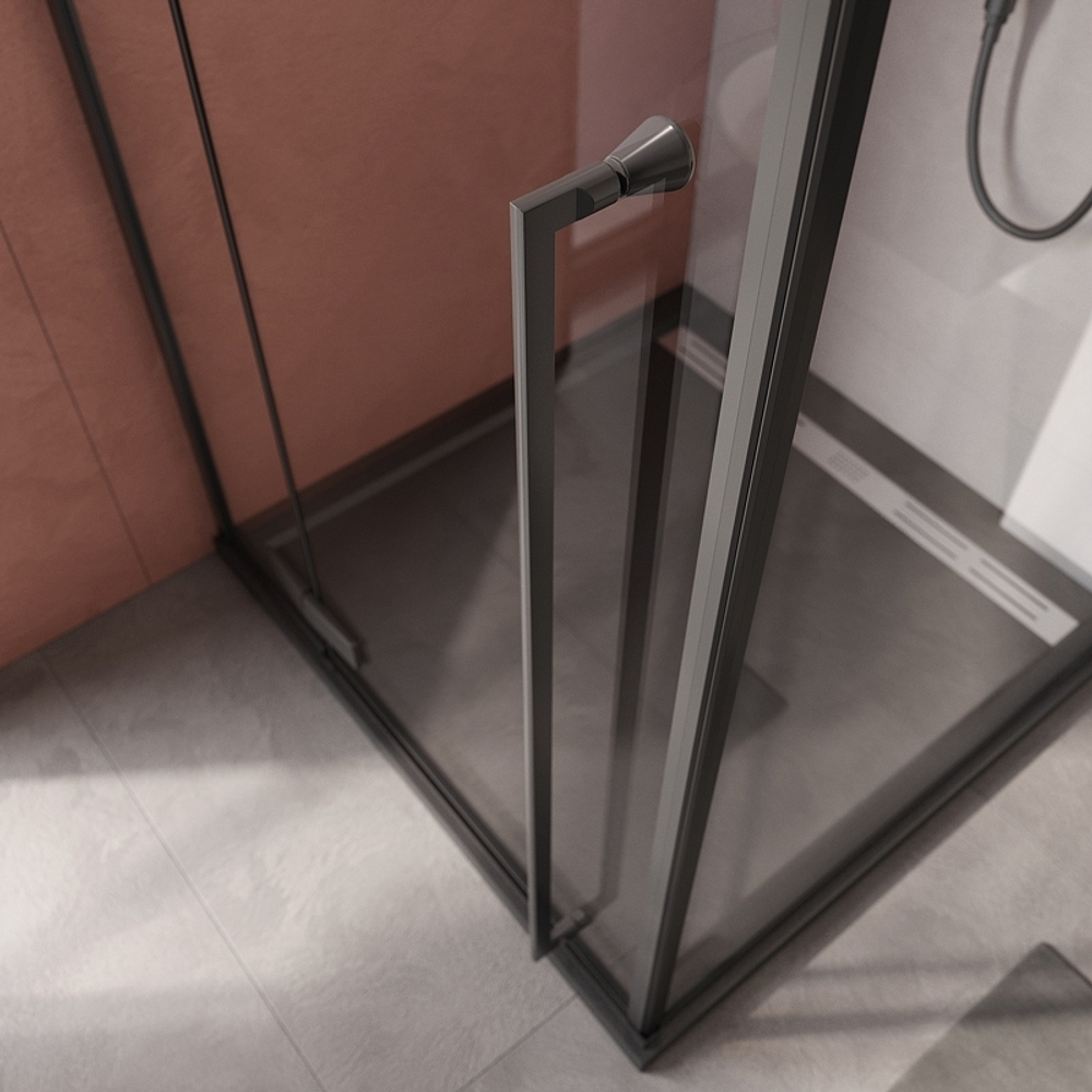 Душевой уголок Cezares Liner 90x90 L LINER-A-1-90-C-NERO-L профиль Черный матовый стекло прозрачное