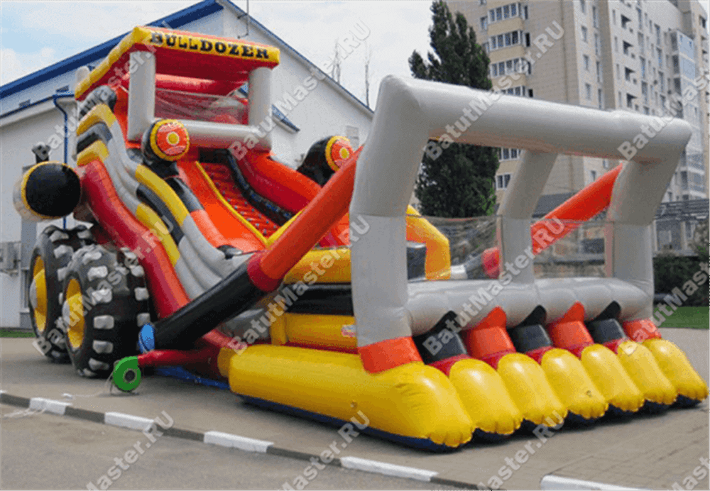 Детский надувной батут-горка "Бульдозер" 15*8*9 м