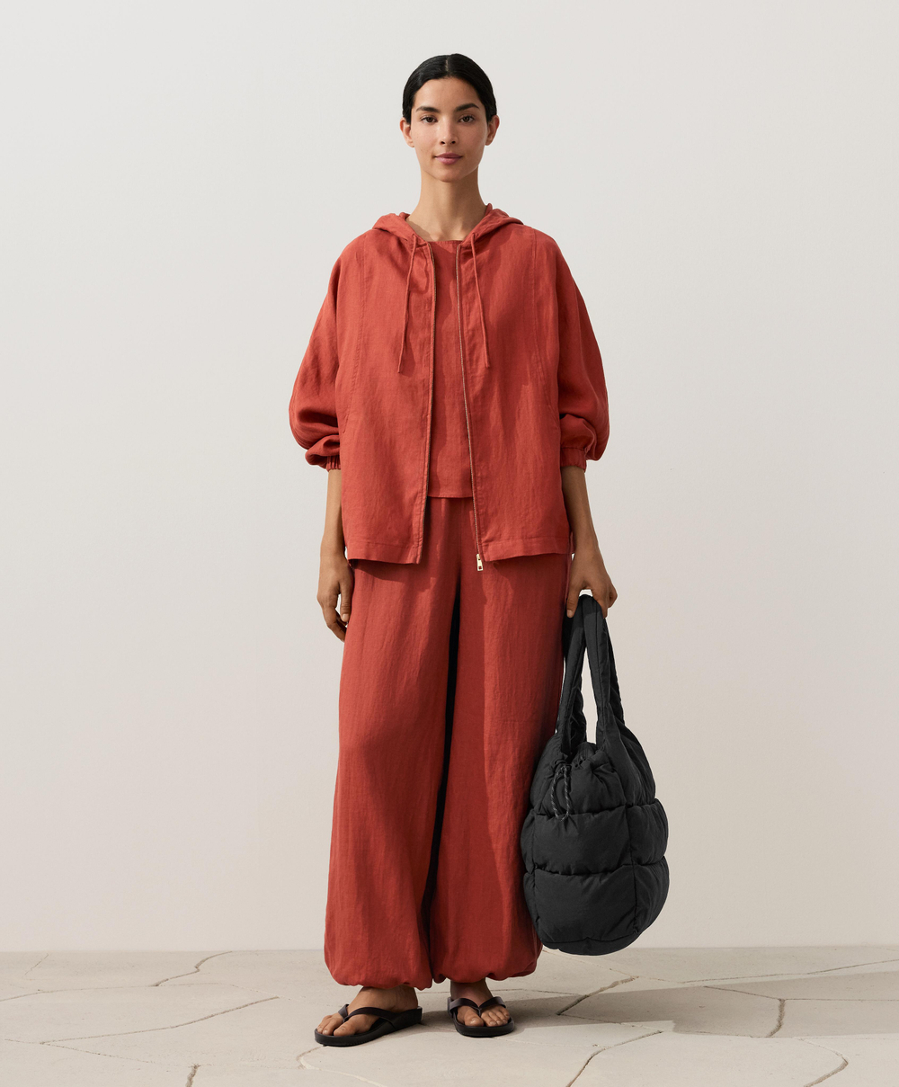 Oysho Топ из 100% льна, красноватый