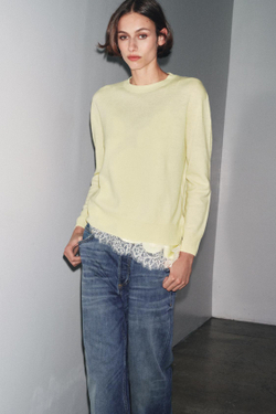 ZARA СВИТЕР ИЗ 100% ЭКСТРАМЯГКОЙ ШЕРСТИ, СВЕТЛО-ЖЕЛТЫЙ