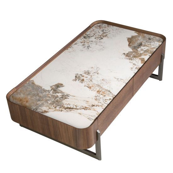 Прямоугольный журнальный стол 2131/437-D из ореха и керамики