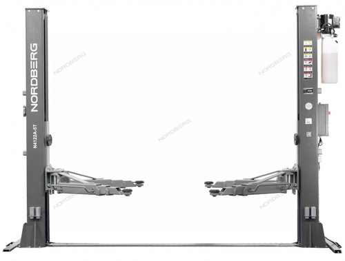Подъемник двухстоечный 5 т, нижняя синхронизация, с электростопорами, 380 В, серый NORDBERG N4122AE-