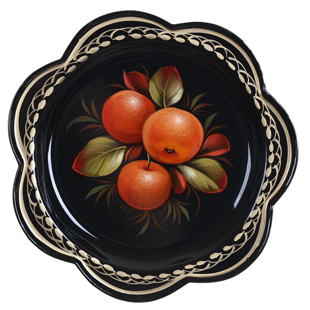 Жостовский поднос декоративный, размер 18 см (A1), металлический