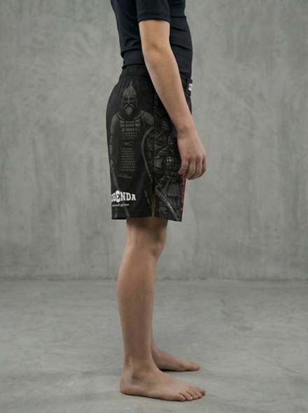 Шорты детские спортивные тренировочные черные LEGENDA Рать2 красная