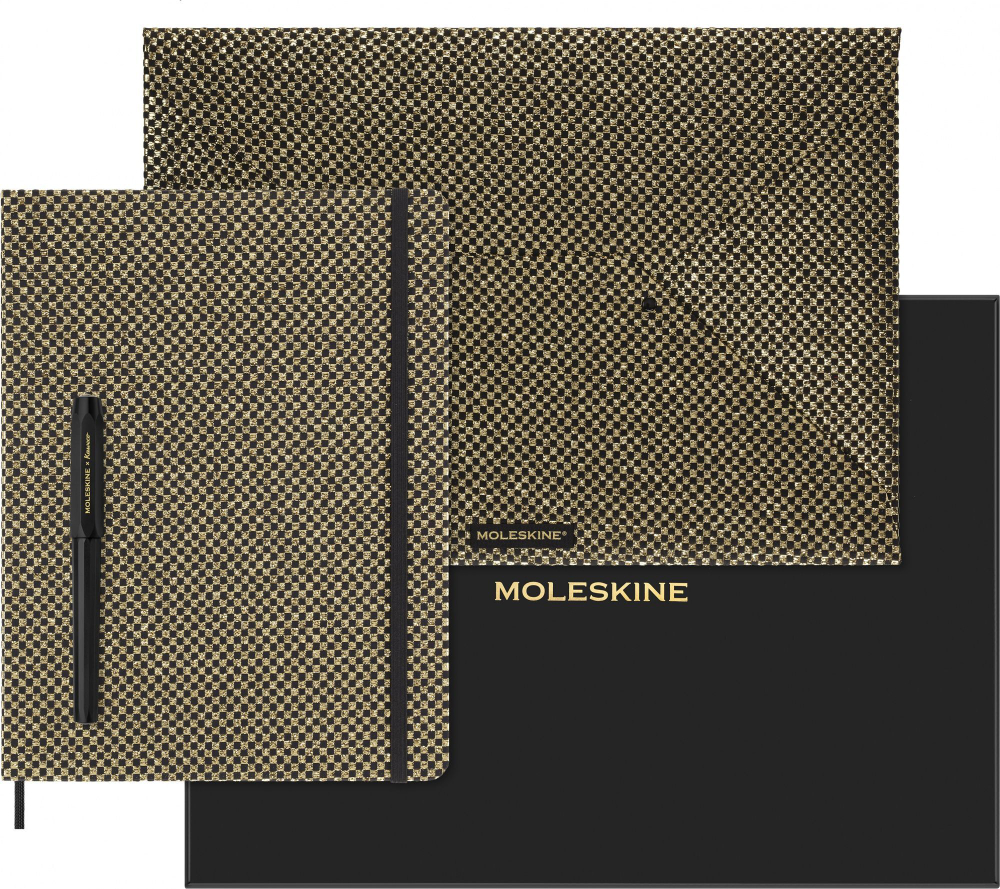 Набор Moleskine LE Prescious & Ethical Shine ежен/перьевая ручка Kaweco/папка-конверт XLarge золотистый (LEHSHINEUNDBUNDG)