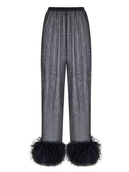 Брюки сетка с перьями