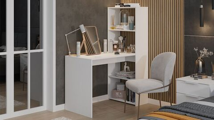 Стол письменный с полками и шкафом Белый Ясень 110х58,4х143,5 см